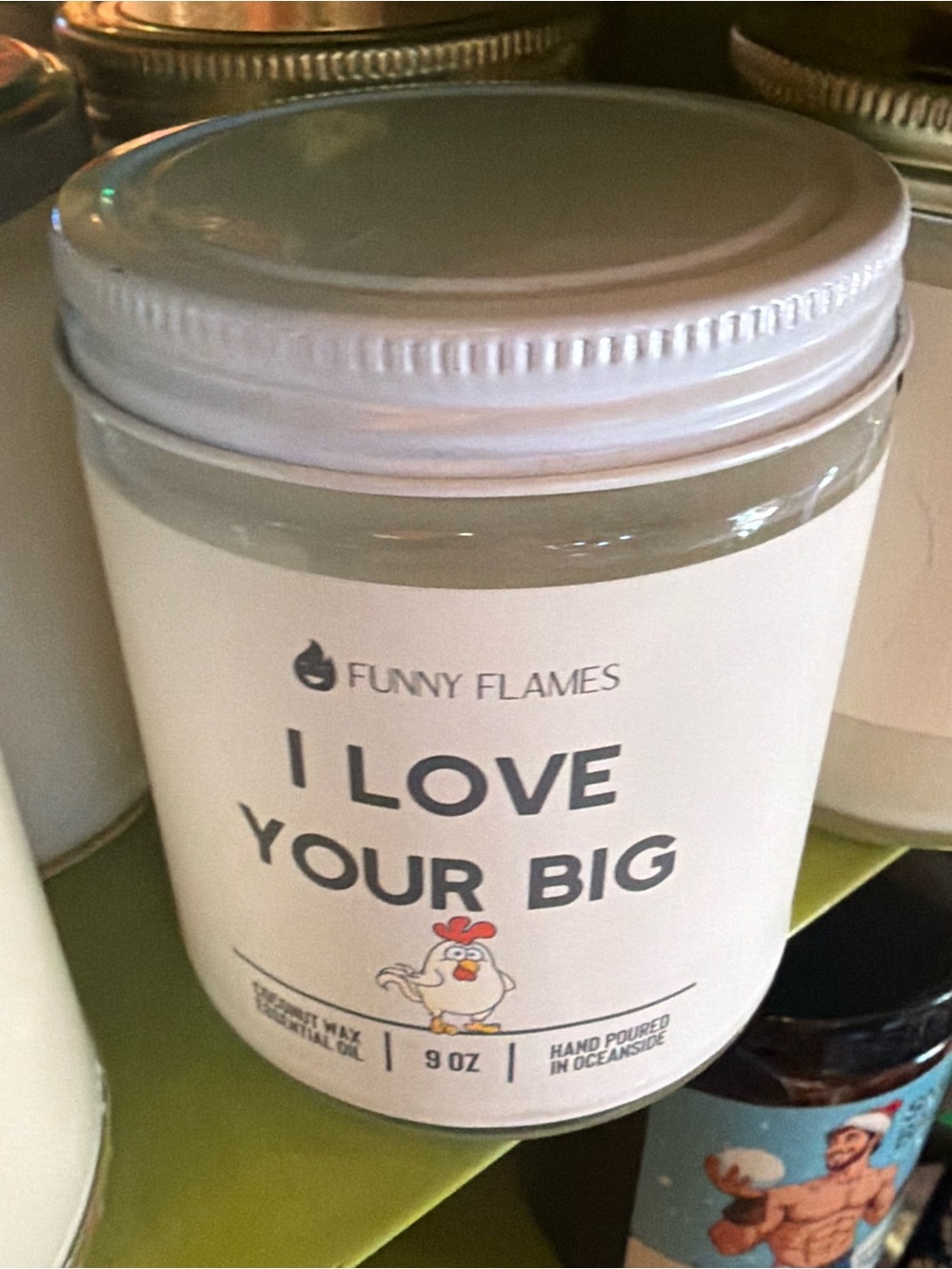 New! Funny Flames I Love Your Big Rooster Chicken C*ck Humorous Gag Gift Candle